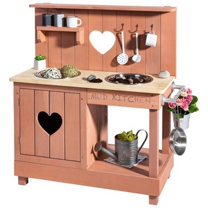 MUDDY BUDDY® Outdoor-Spielküche Adventurer Heart Holz, Matschküche, puderrosa, FSC® - schützt Wald - weltweit