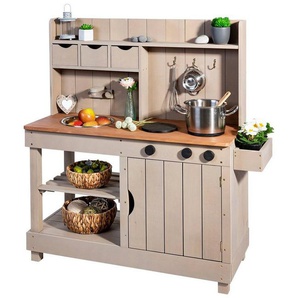 MUDDY BUDDY® Outdoor-Spielküche Explorer Holz, Matschküche, warmgrau, FSC® - schützt Wald - weltweit