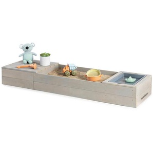 Muddy Buddy Sandkasten, Grau, Holz, Zypresse, massiv, 45x20x150 cm, EN 71, Sitzfläche, mit Holzschutz vorbehandelt, Spielzeug, Holzspielzeug