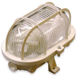 MÜLLER-LICHT Feuchtraumleuchte, 20300022, OVAL Leuchte + Schutzkorb, weiß