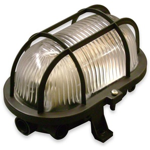 MÜLLER-LICHT Feuchtraumleuchte, 20300023, OVAL Leuchte + Schutzkorb, schwarz