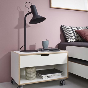 Nachtkonsole MÜLLER SMALL LIVING MODULAR Sideboards Gr. B/H/T: 60 cm x 42 cm x 36 cm, weiß (weiß mit birkenkante) Nachtkonsolen und Nachtkommoden 2 Rollen Feststellfunktion