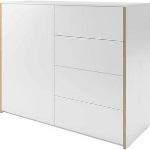 Sideboard MÜLLER SMALL LIVING Modular Plus Sideboards Gr. B/H/T: 115,9 cm x 95,4 cm x 45,0 cm, weiß/birke, weiß (weiß, birke) Sideboards