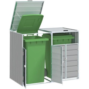 Mülltonnenbox für 2 Tonnen Grau 144x81x113 cm Stahl