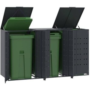 Mülltonnenbox für 3 Tonnen Anthrazit 207x79x117 cm Stahl