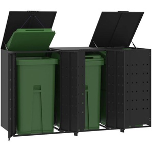Mülltonnenbox für 3 Tonnen Schwarz 207x79x117 cm Stahl