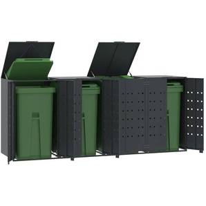 Mülltonnenbox für 4 Tonnen Anthrazit 276x79x117 cm Stahl