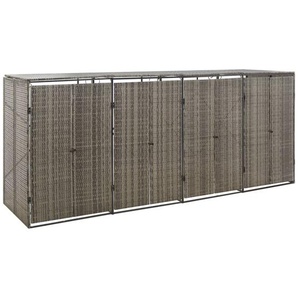 Mülltonnenbox für 4 Tonnen Grau 274x80x117 cm Poly Rattan