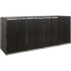 Mülltonnenbox für 4 Tonnen Schwarz 274x80x117 cm Poly Rattan