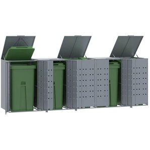 Mülltonnenbox für 5 Tonnen Grau 345x79x117 cm Stahl