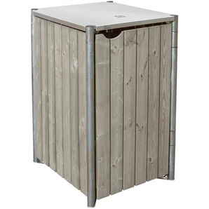 Mülltonnenbox , Grau, Natur , Holz , Fichte , 69.7x115.2x80.7 cm , Aufbewahrung & Schutzhüllen