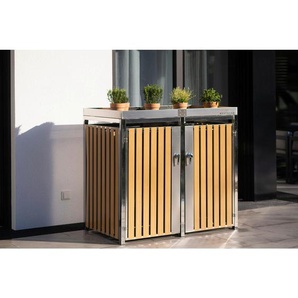 Mülltonnenbox , Natur, Silber , Metall , 84x125x134 cm , Aufbewahrung & Schutzhüllen