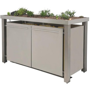 Mülltonnenbox Typ- Pflanzenwanne B-Design Edelstahl 1 x 240 L + 2 x 120 L Edelstahl