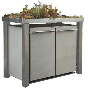 Mülltonnenbox Typ- Pflanzenwanne B-Design Edelstahl 2 x 120 L Edelstahl