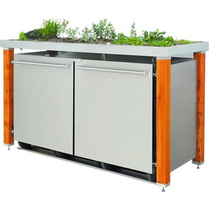 Mülltonnenbox Typ- Pflanzenwanne B-Design Lärche 3 x 120 L Edelstahl
