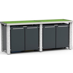 Mülltonnenbox Typ- Pflanzenwanne B-Design Stein 12 x 12 4 x 240 L Anthrazit Aluminium