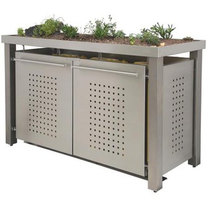 Mülltonnenbox Typ- Pflanzenwanne F-Design Edelstahl 1 x 240 L + 2 x 120 L Edelstahl