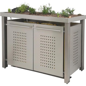 Mülltonnenbox Typ- Pflanzenwanne F-Design Edelstahl 2 x 120 L Edelstahl