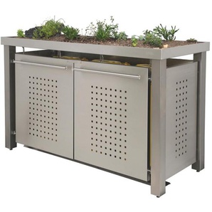 Mülltonnenbox Typ- Pflanzenwanne F-Design Edelstahl 3 x 120 L Edelstahl