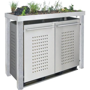 Mülltonnenbox Typ- Pflanzenwanne F-Design Stein 12 x 12 2 x 120 L Anthrazit Aluminium