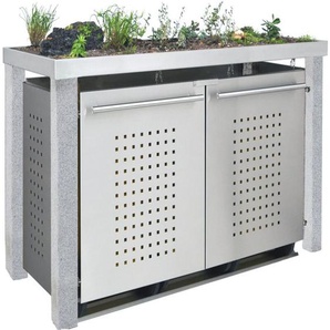 Mülltonnenbox Typ- Pflanzenwanne F-Design Stein 12 x 12 2 x 240 L Anthrazit Aluminium