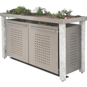 Mülltonnenbox Typ- Pflanzenwanne F-Design Stein 8 x 8 3 x 120 L Edelstahl