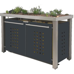 Mülltonnenbox Typ- Pflanzenwanne T-Design Edelstahl 1 x 240 L + 2 x 120 L Anthrazit Aluminium