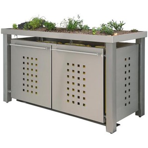 Mülltonnenbox Typ- Pflanzenwanne T-Design Edelstahl 1 x 240 L + 2 x 120 L Edelstahl