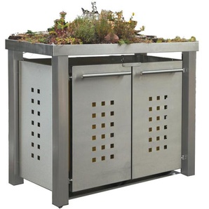 Mülltonnenbox Typ- Pflanzenwanne T-Design Edelstahl 2 x 120 L Edelstahl