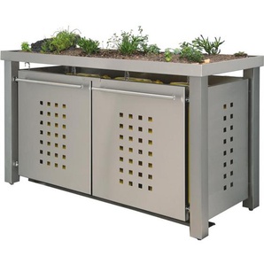Mülltonnenbox Typ- Pflanzenwanne T-Design Edelstahl 3 x 120 L Edelstahl