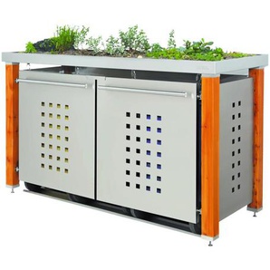 Mülltonnenbox Typ- Pflanzenwanne T-Design Lärche 1 x 240 L + 2 x 120 L Edelstahl