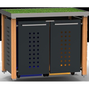 Mülltonnenbox Typ- Pflanzenwanne T-Design Lärche 2 x 120 L Anthrazit Aluminium