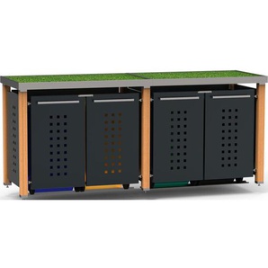 Mülltonnenbox Typ- Pflanzenwanne T-Design Lärche 4 x 120 L Anthrazit Aluminium