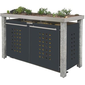 Mülltonnenbox Typ- Pflanzenwanne T-Design Stein 8 x 8 2 x 120 L Anthrazit Aluminium