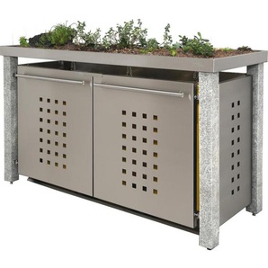 Mülltonnenbox Typ- Pflanzenwanne T-Design Stein 8 x 8 3 x 120 L Edelstahl