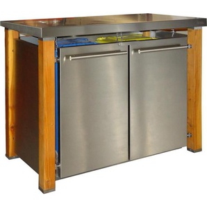 Mülltonnenbox Typ- Pultdach B-Design Lärche 2 x 120 L Edelstahl