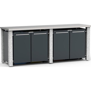 Mülltonnenbox Typ- Pultdach B-Design Stein 12 x 12 4 x 120 L Anthrazit Aluminium