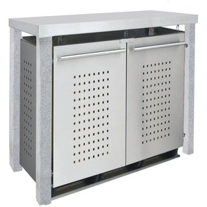 Mülltonnenbox Typ- Pultdach F-Design Stein 12 x 12 2 x 120 L Anthrazit Aluminium
