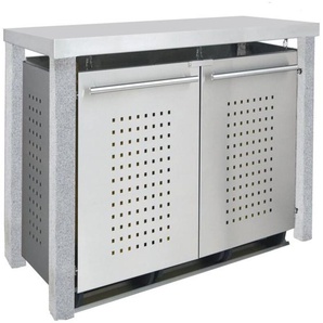 Mülltonnenbox Typ- Pultdach F-Design Stein 12 x 12 2 x 240 L Anthrazit Aluminium