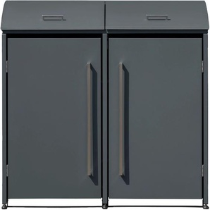 Mülltonnenbox WESTMANN Moderna 2, grau (anthrazit), B:139cm H:135cm T:83cm, Metall, Stahl, Aufbewahrungsboxen, Platz für 2 Mülltonnen je 240 L, BxHxT: 139x83x135 cm, Topseller