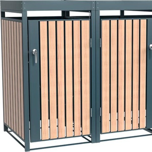 Mülltonnenbox WESTMANN Planta, braun (holzoptik, braun), B:200cm H:124,5cm T:84cm, Metall, Stahl, Aufbewahrungsboxen, Platz für 3 Mülltonnen je 240 L, BxHxT: 200x84x124,5 cm, Topseller