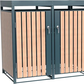 Mülltonnenbox WESTMANN Planta, braun (holzoptik, braun), B:264cm H:124,5cm T:84cm, Metall, Stahl, Aufbewahrungsboxen, Platz für 4 Mülltonnen je 240 L, BxHxT: 264x84x124,5 cm, Topseller
