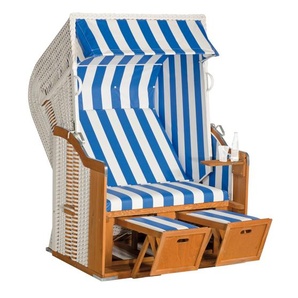 Müsing Strandkorb Sunny Smart Rustikal 250 Basic blau, weiß, gestreift, weiß Kunststoff, Holz, 1-teilig 70217502-200