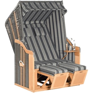 Müsing Strandkorb Sunny Smart Rustikal 50 Plus anthrazit, gestreift, anthrazit Kunststoff, Holz, 7-teilig 70318302-1175