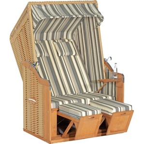 Müsing Strandkorb Sunny Smart Rustikal 50 Plus grau, weiß, gestreift, beige Kunststoff, Holz, 7-teilig 70317402-1225