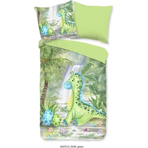Muller Textil Good Morning Kinder Bettwäsche Dino - 135x200 cm - 100% Baumwolle 20070-G-135x200cm