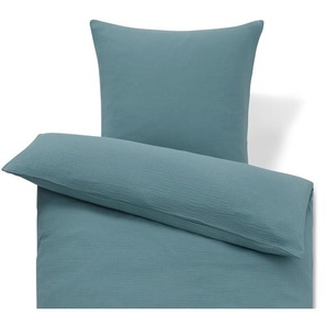 Musselin-Bettwäsche, blau, Übergröße