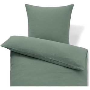 Musselin-Bettwäsche, grün, Normalgröße