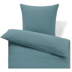 Musselin-Bettwäsche, Normalgröße, blau