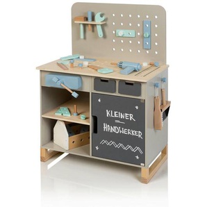 Musterkind Kinderwerkbank Fagus, Grau, Natur, Holz, Holzwerkstoff, 42x90x66 cm, male, EN 71, CE, Spielzeug, Kinderspielzeug, Kinderwerkbank
